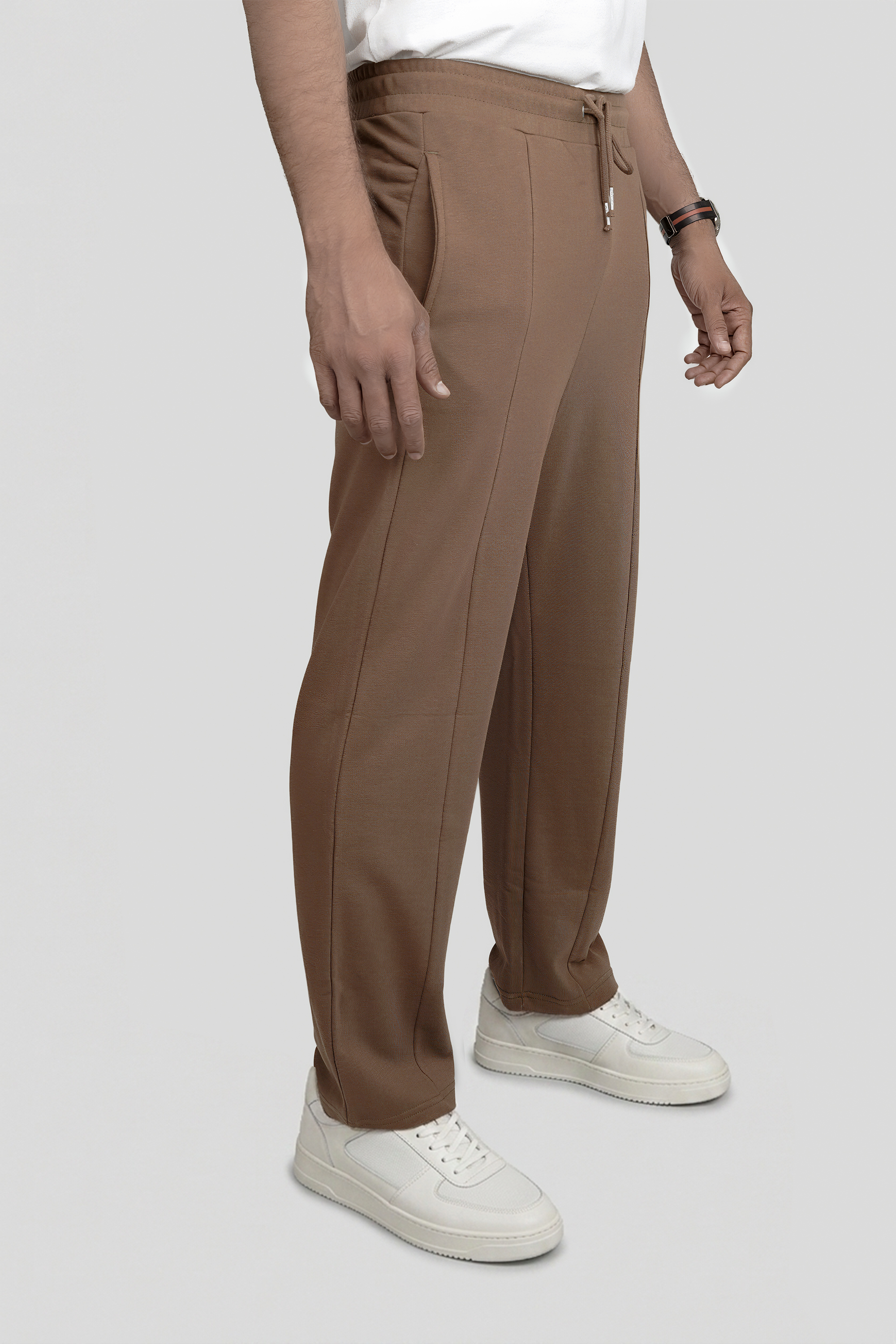 Brown Pinstripe Terry Trousers