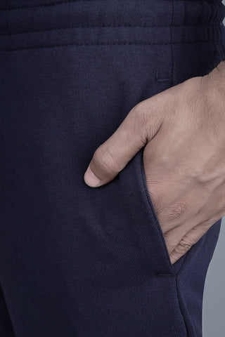 Navy Blue Folded Terry Trousers