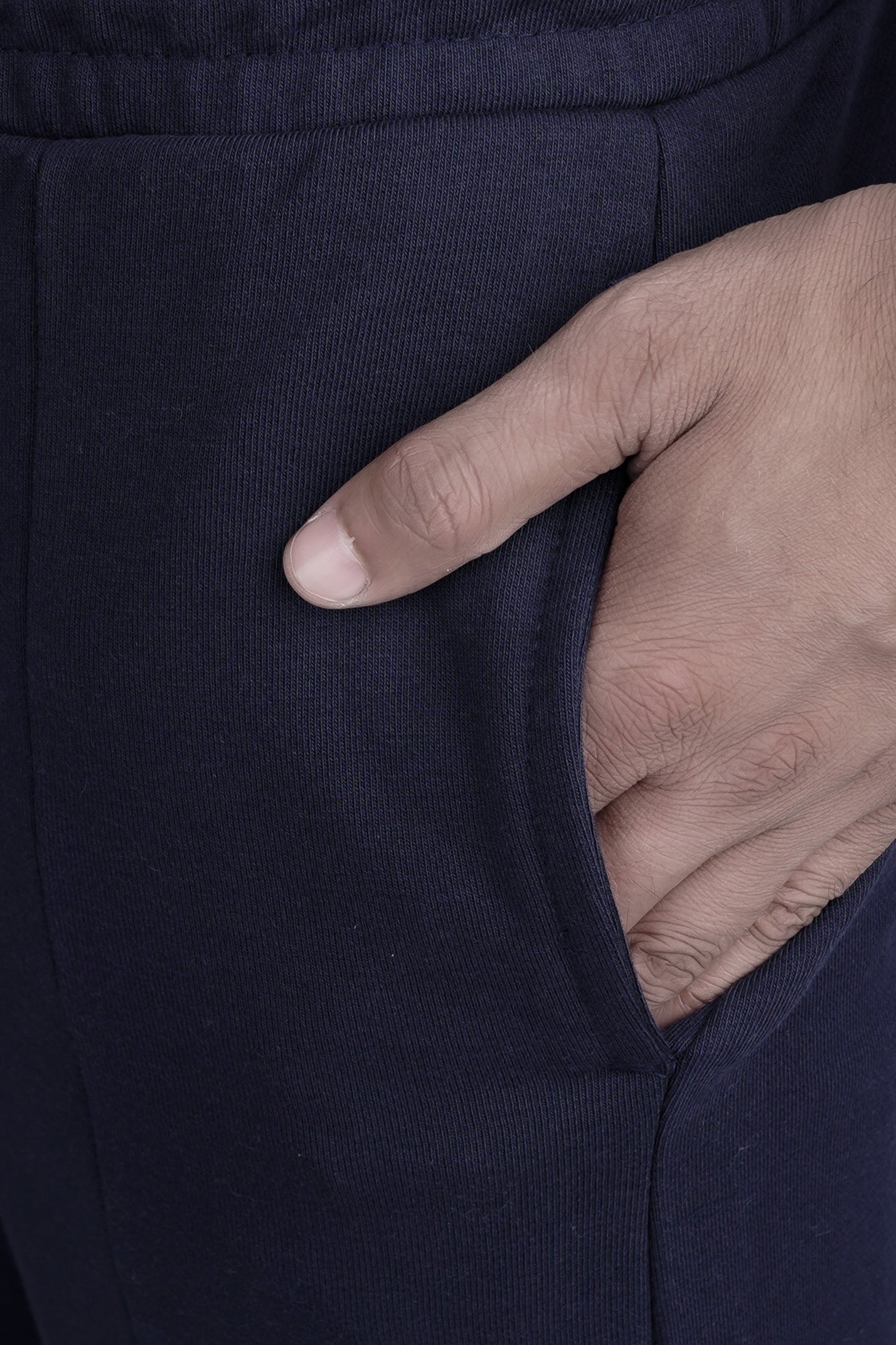 Navy Blue Pinstripe Terry Trousers