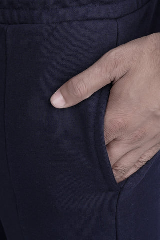 Navy Blue Pinstripe Terry Trousers