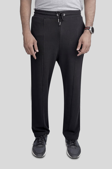 Black Pinstripe Terry Trousers