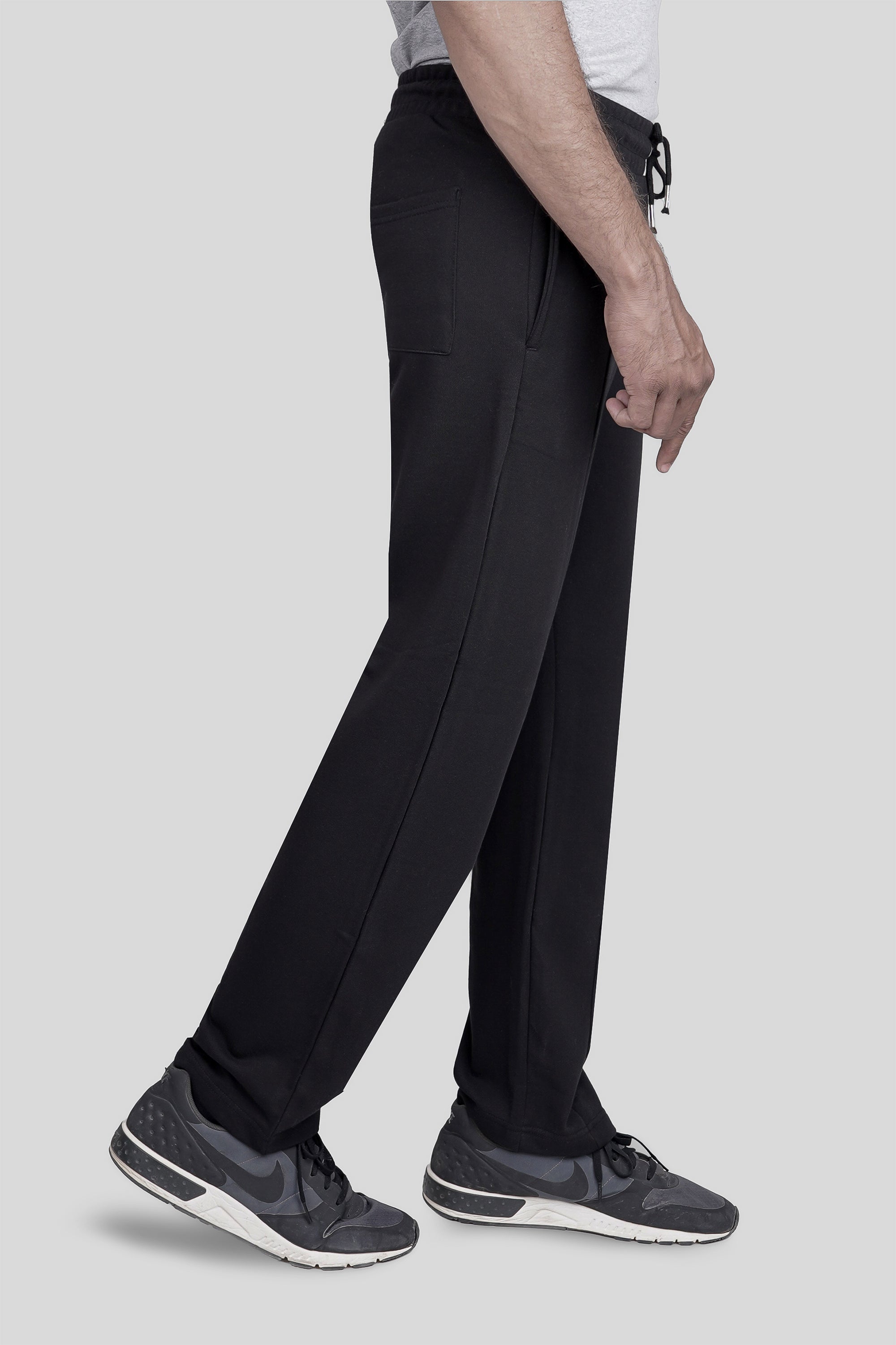 Black Pinstripe Terry Trousers