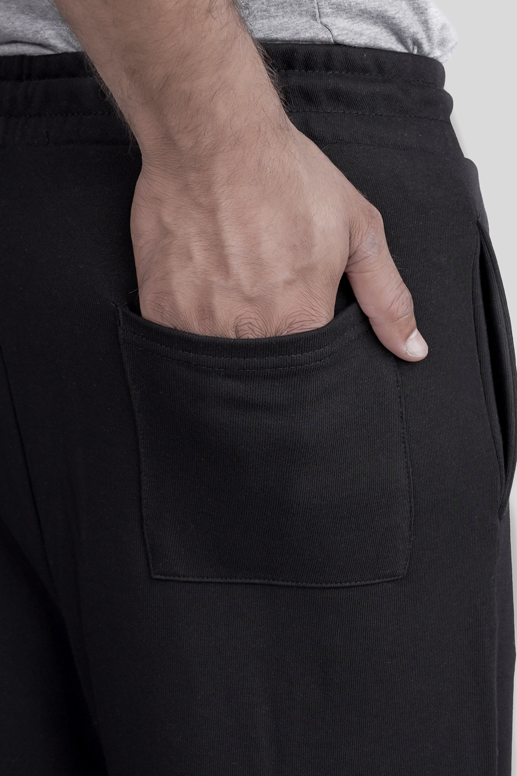 Black Pinstripe Terry Trousers