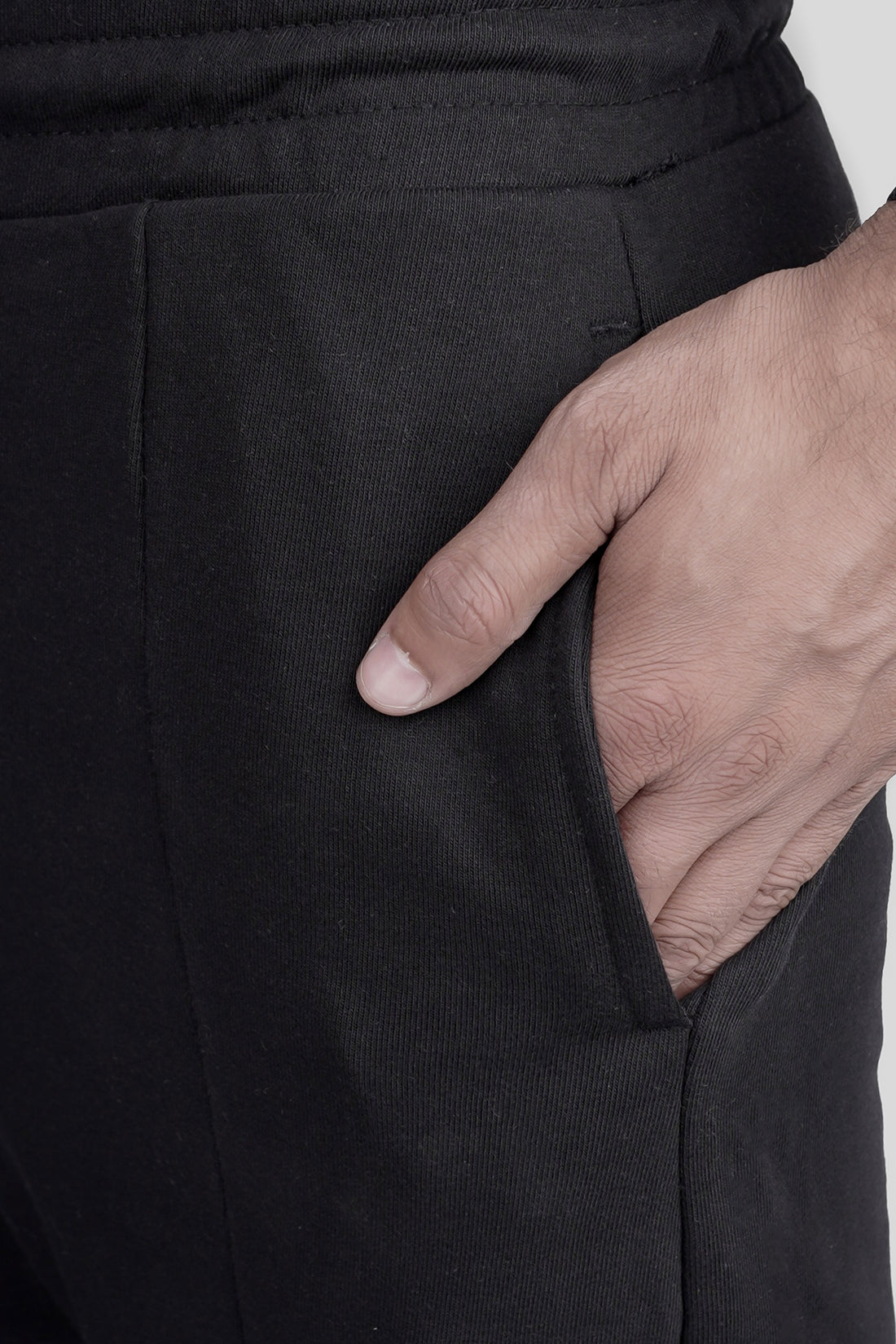 Black Pinstripe Terry Trousers