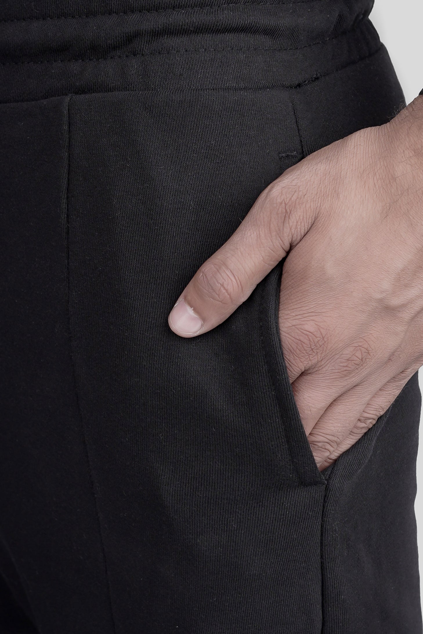 Black Pinstripe Terry Trousers