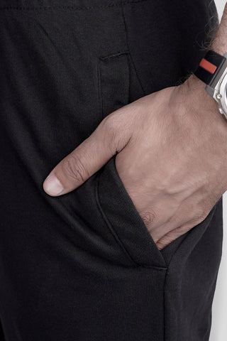 Black Folded Terry Trousers