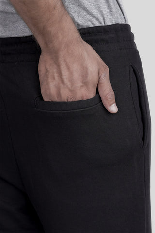 Black Folded Terry Trousers
