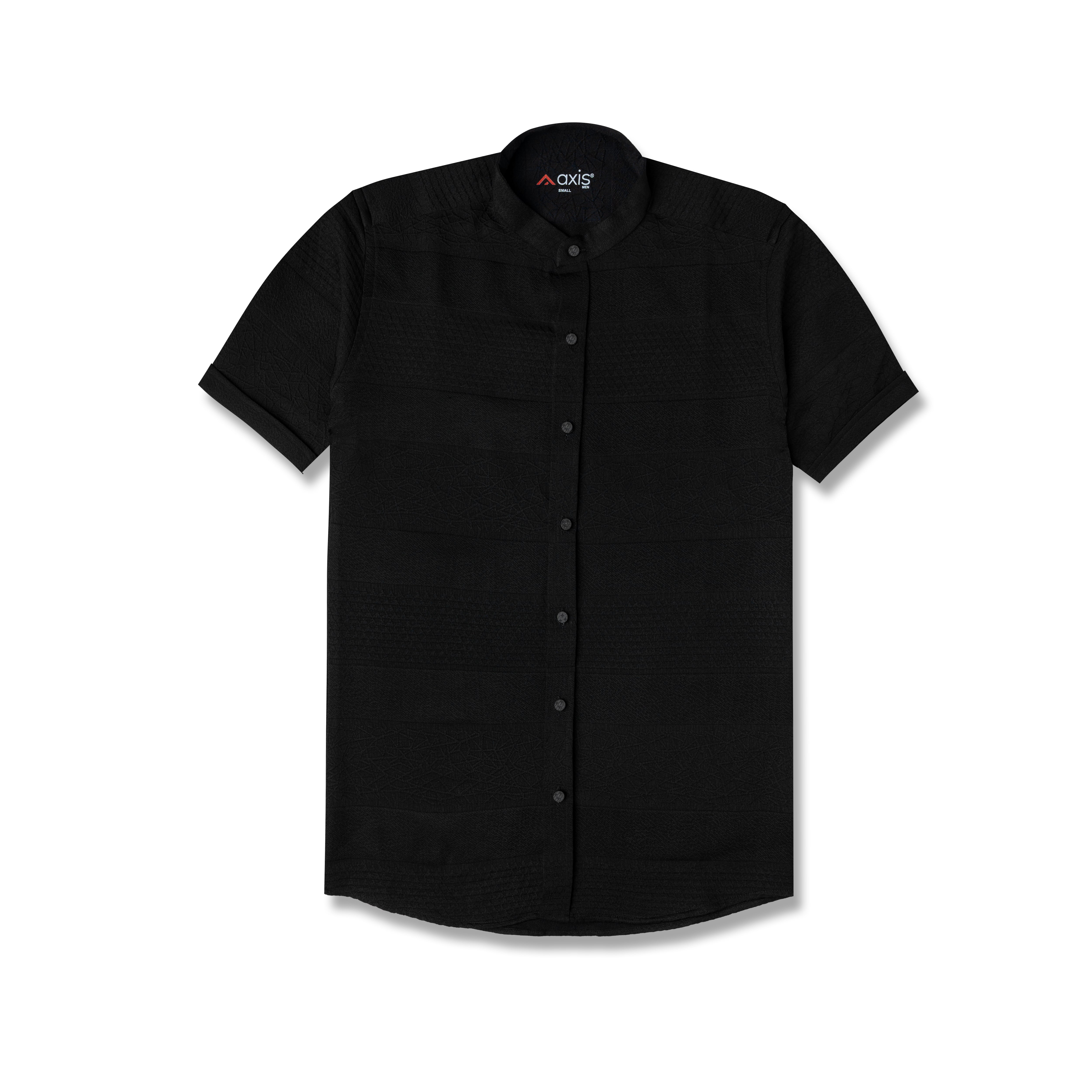 Axis Black Mandarin Collar Shirt