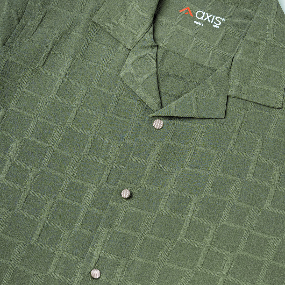 Green Textured Cuban Collar Shirt