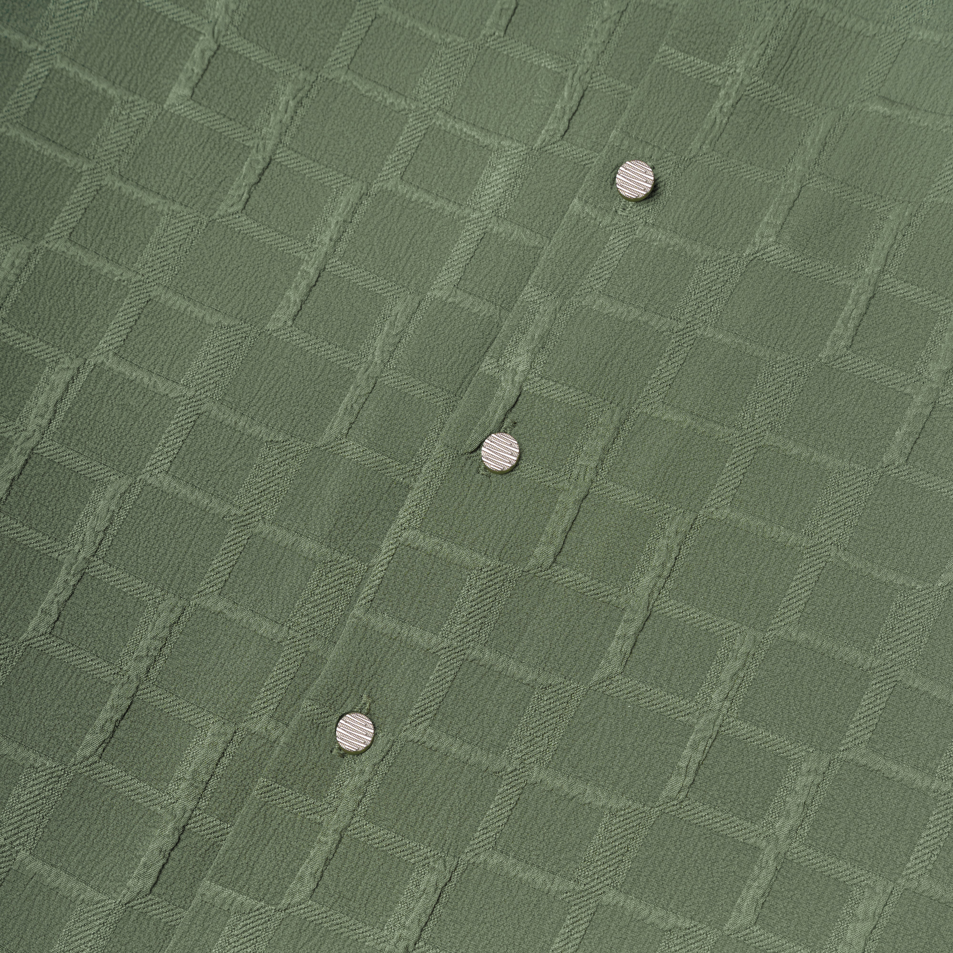 Green Textured Cuban Collar Shirt