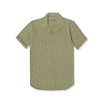 Mustard Textured Cuban Collar Shirt