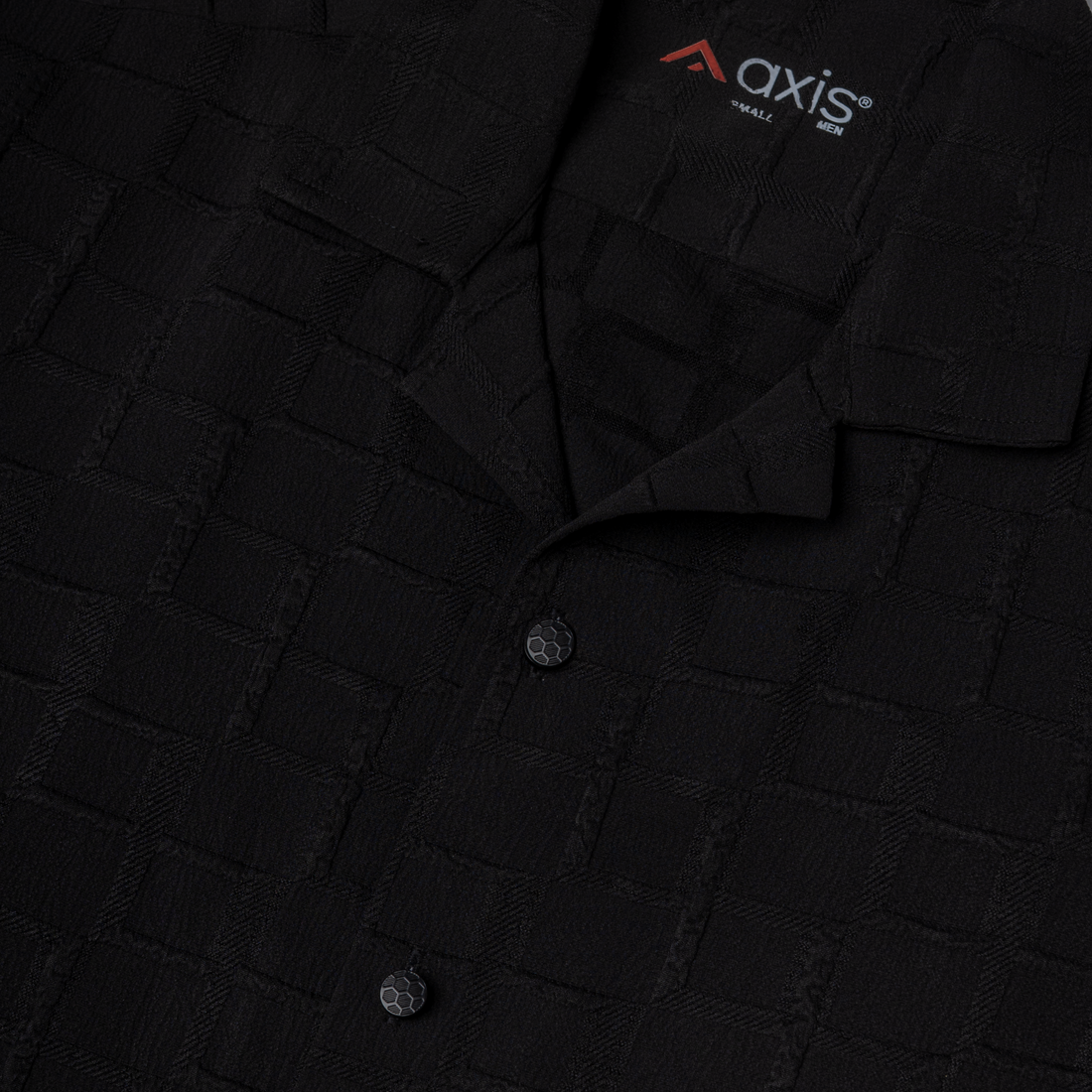 Black Textured Cuban Collar Shirt