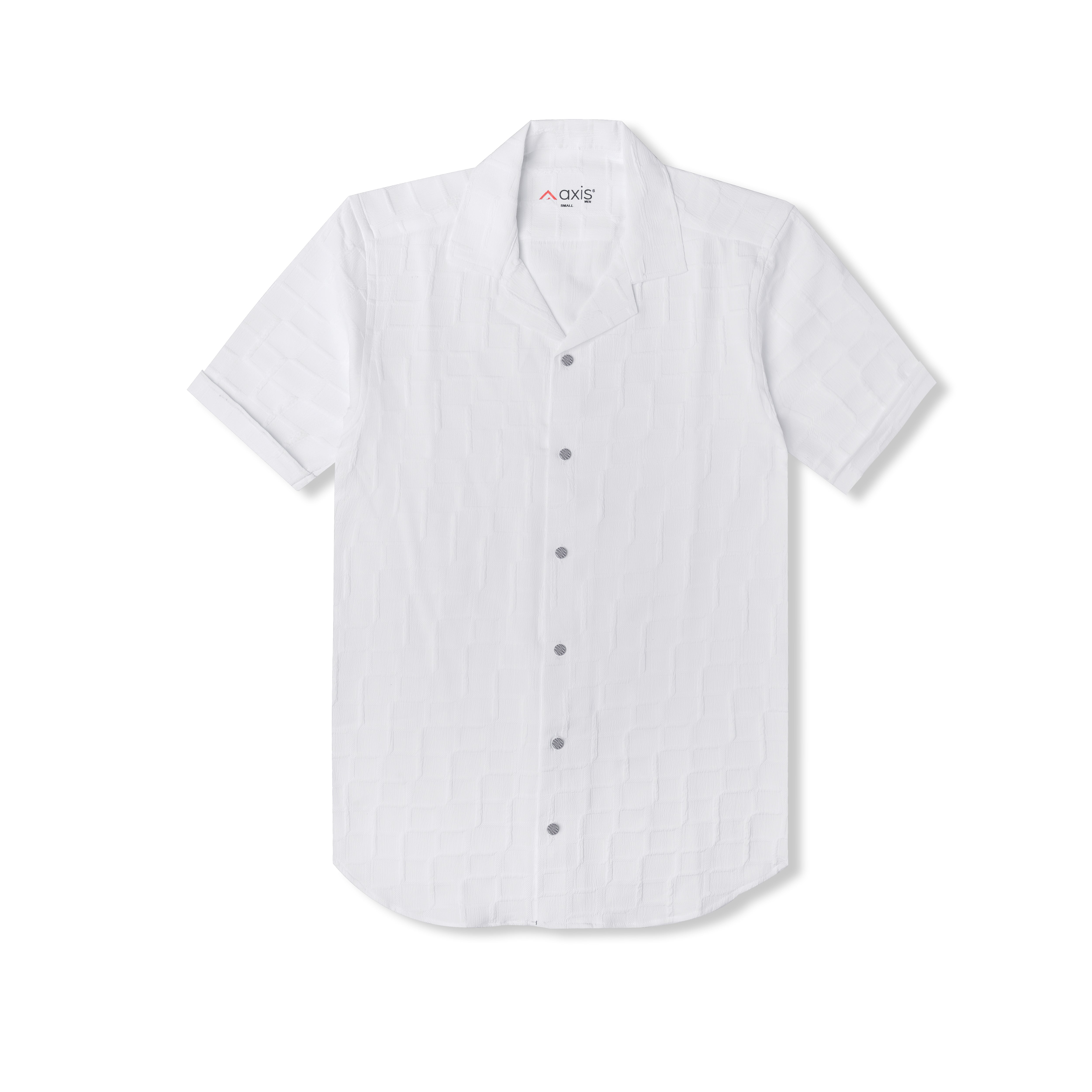 White Textured Cuban Collar Shirt