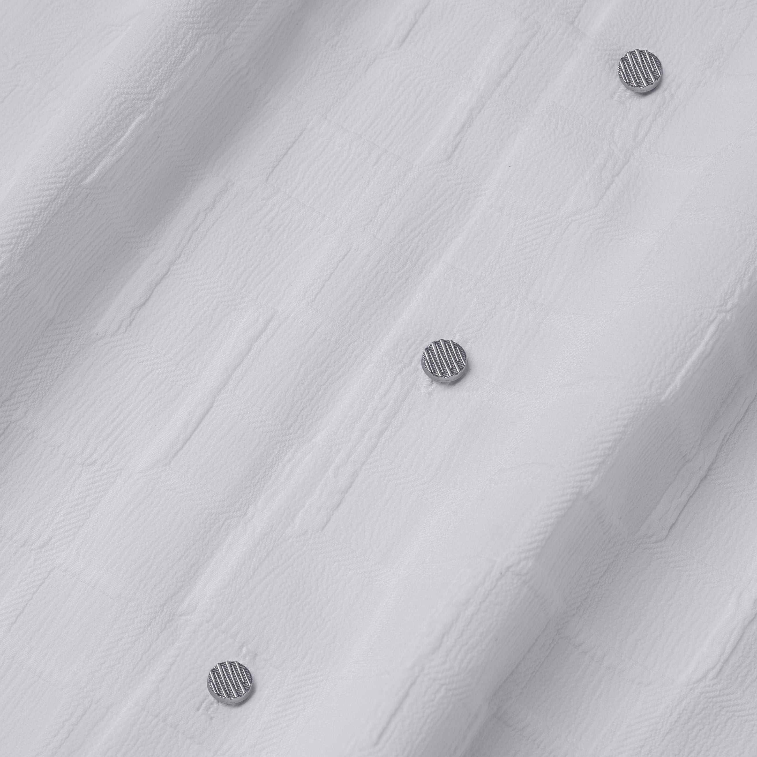 White Textured Cuban Collar Shirt