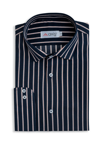 Navy Heritage Striped Formal Shirt