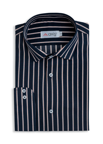 Navy Heritage Striped Formal Shirt