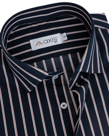 Navy Heritage Striped Formal Shirt