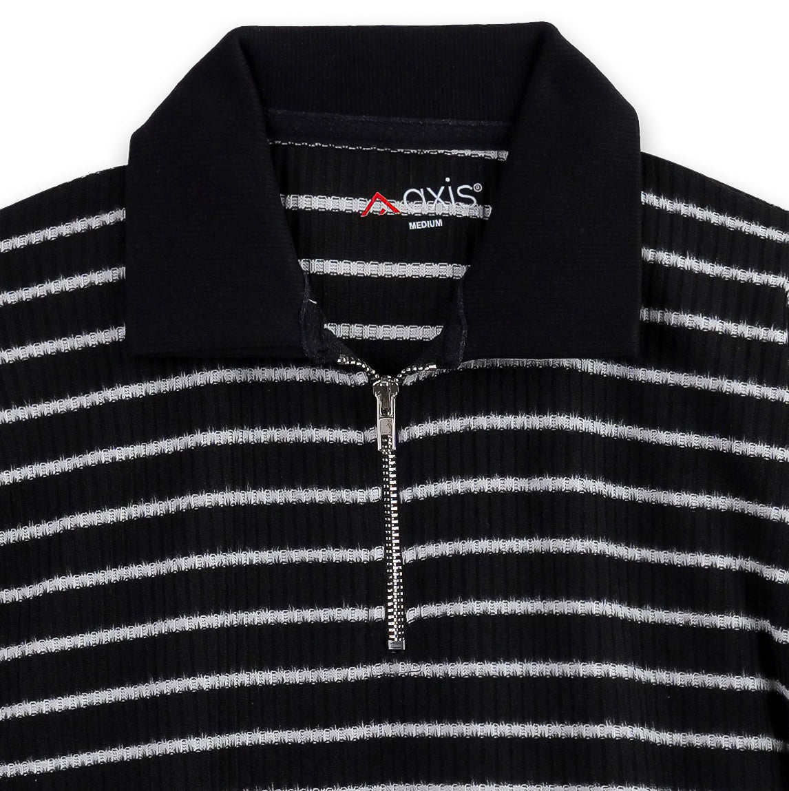 Ribbed Knit Zip Polo