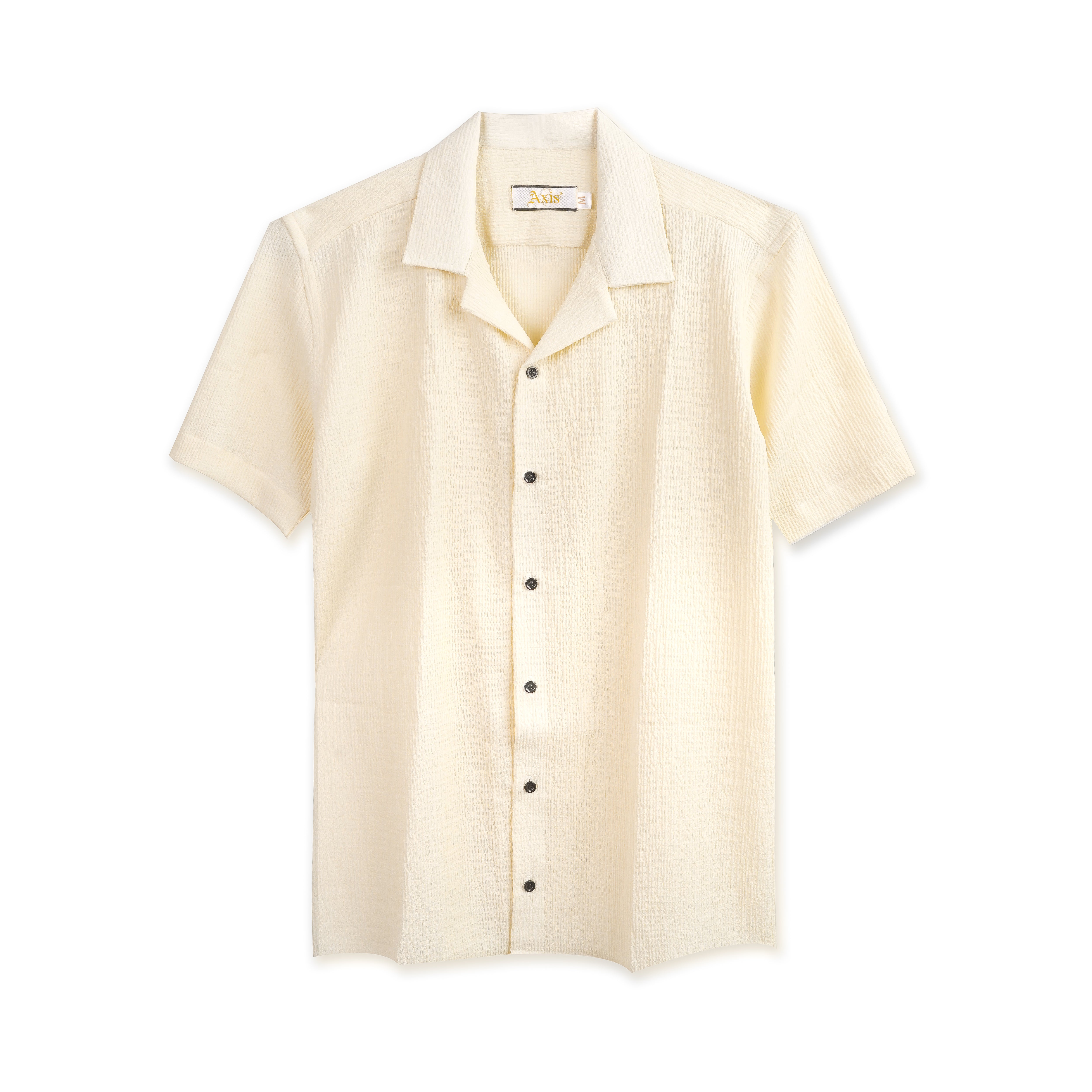 Cream Textured Cuban Collar Shirt