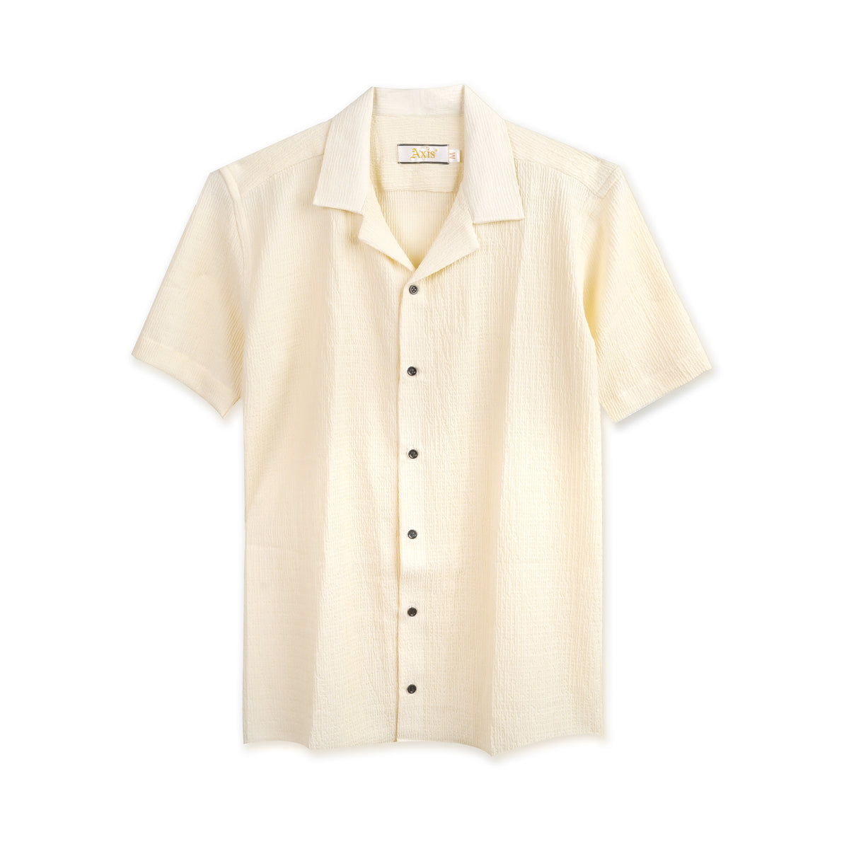 Cream Textured Cuban Collar Shirt