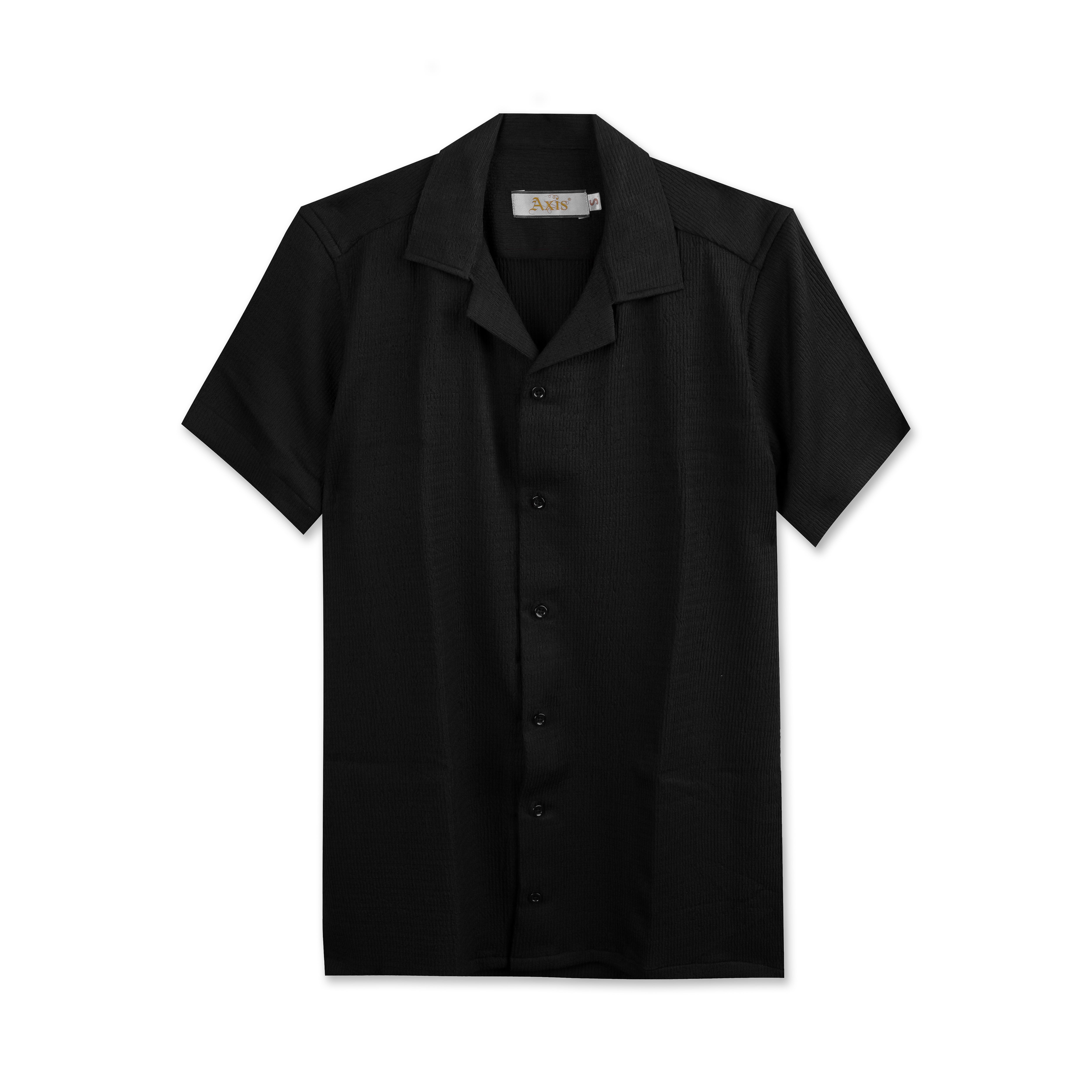 Textured Black Cuban Shirt