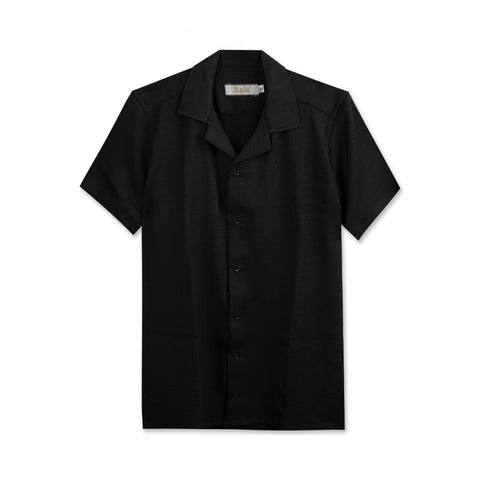 Textured Black Cuban Shirt