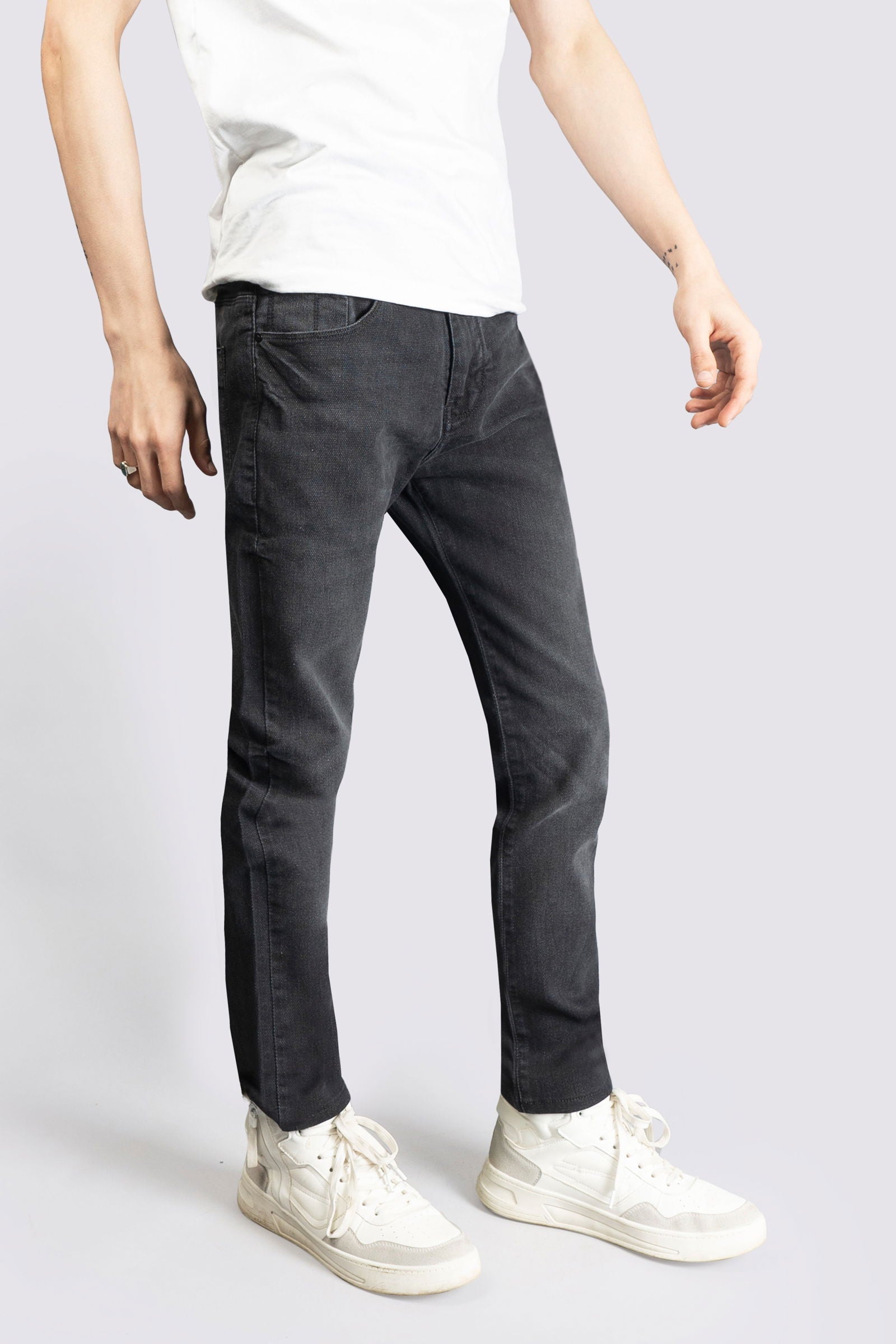 Dark Grey Denim Stretch Jeans - The Axis Clothing