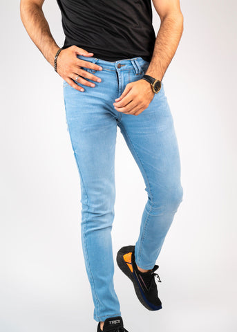Ice Blue Stretch Jeans - The Axis Clothing