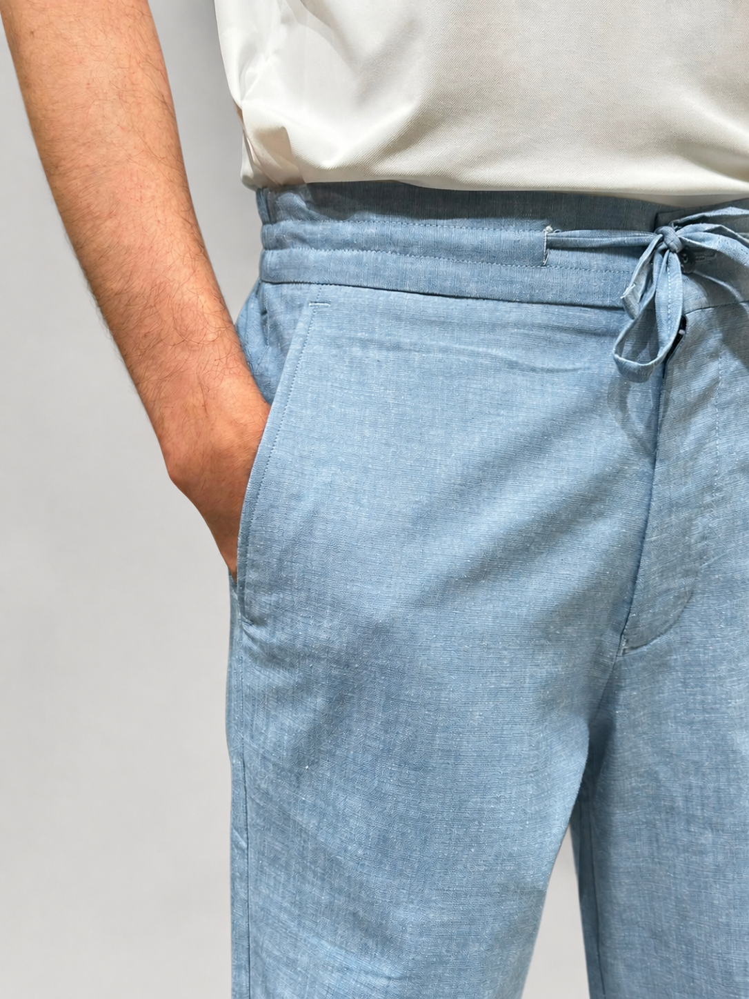 Ice Blue Irish Cotton Trousers