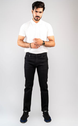 Jet Black Power Stretch Jeans - The Axis Clothing