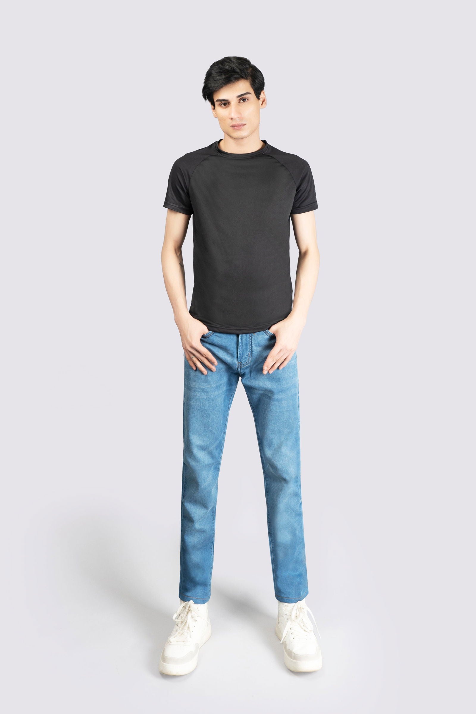Knitted Regular Stretch Ice Blue Jeans - The Axis Clothing