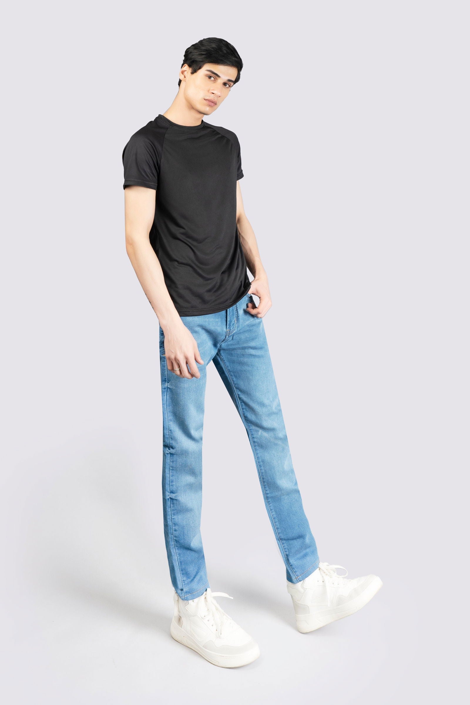 Knitted Regular Stretch Ice Blue Jeans - The Axis Clothing
