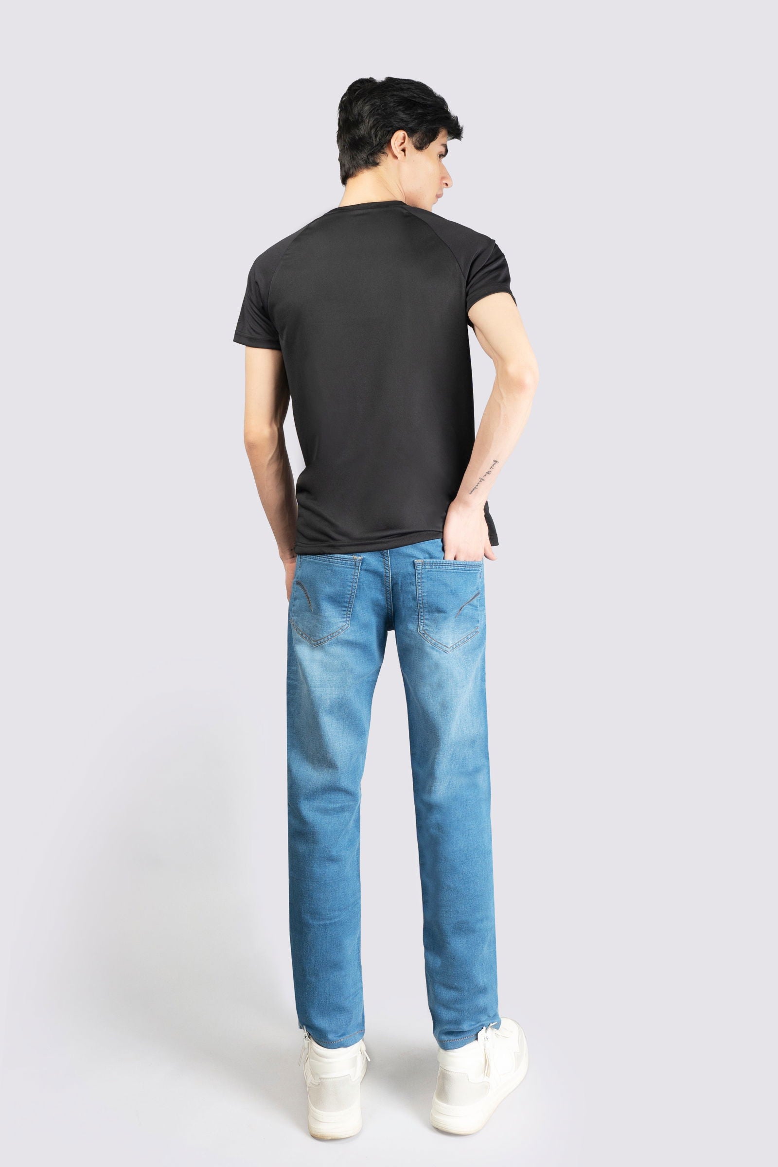Knitted Regular Stretch Ice Blue Jeans - The Axis Clothing