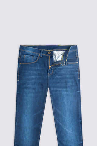 Knitted Regular Stretch Navy Blue Jeans - The Axis Clothing