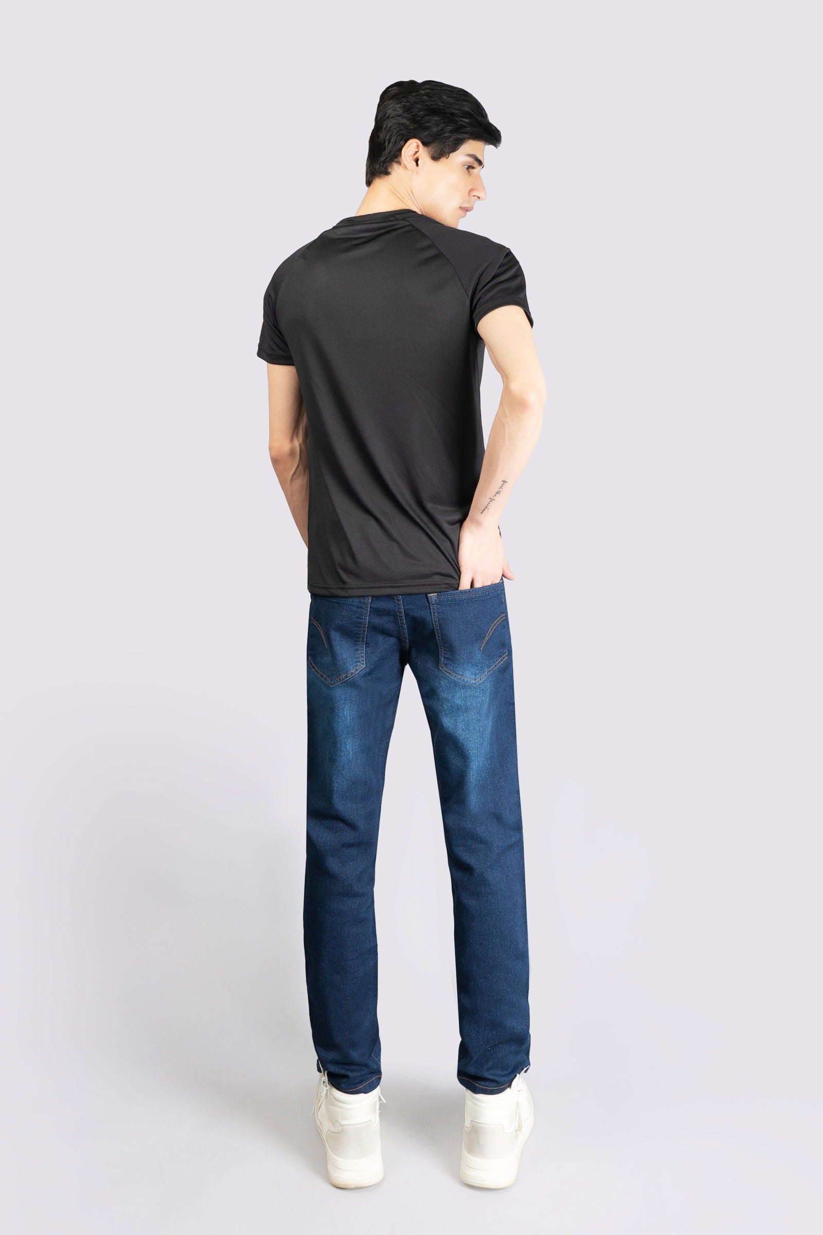 Knitted Regular Stretch Navy Blue Jeans - The Axis Clothing