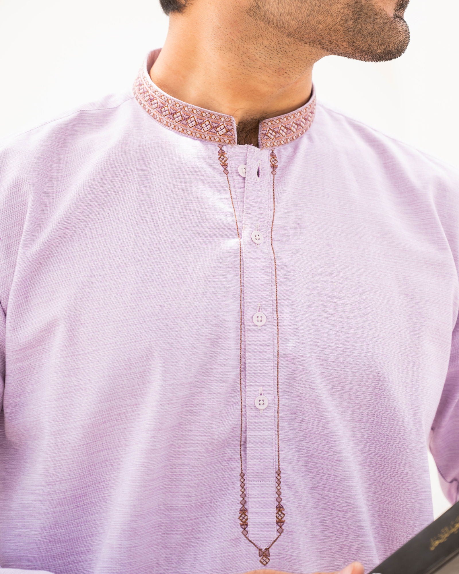 Lavender Embroidered Kurta - The Axis Clothing