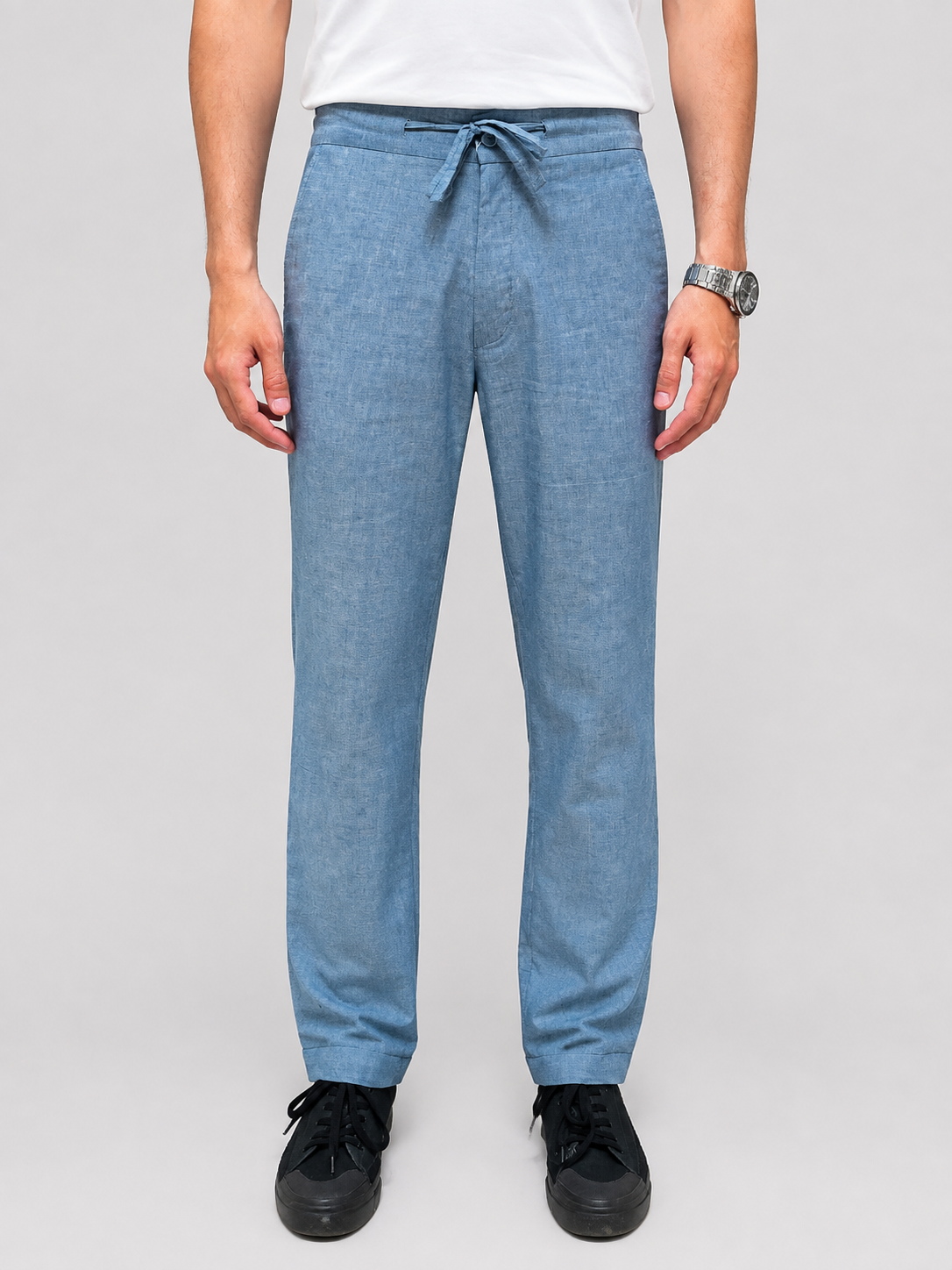 Mid Blue Irish Cotton Trousers