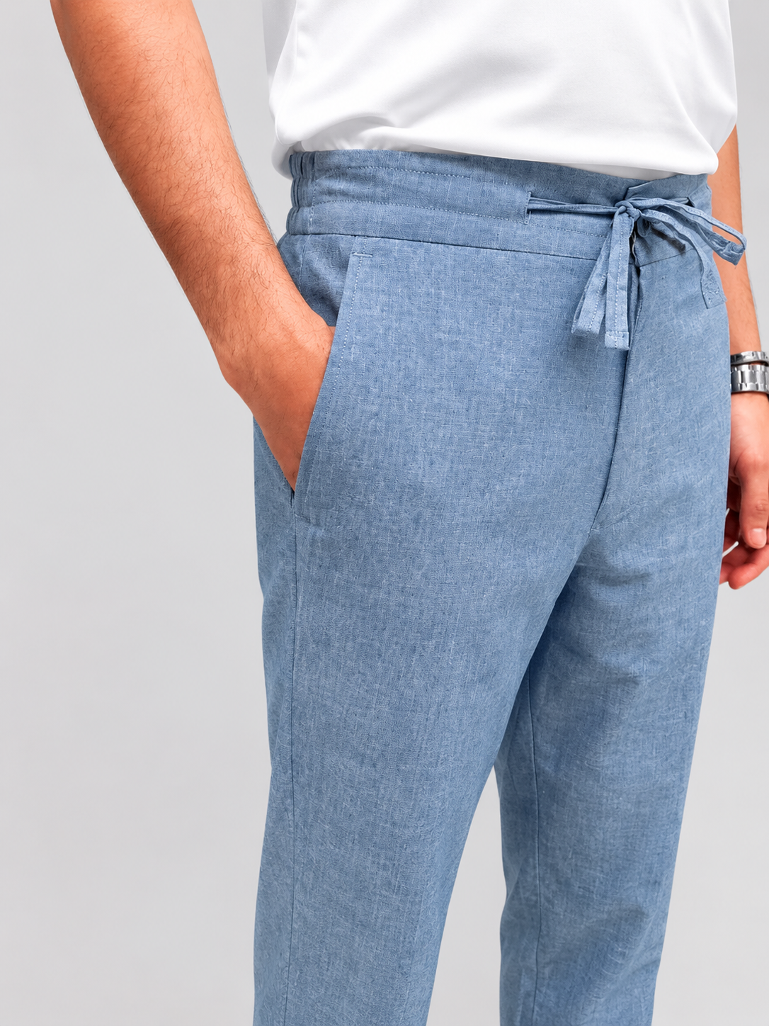 Mid Blue Irish Cotton Trousers