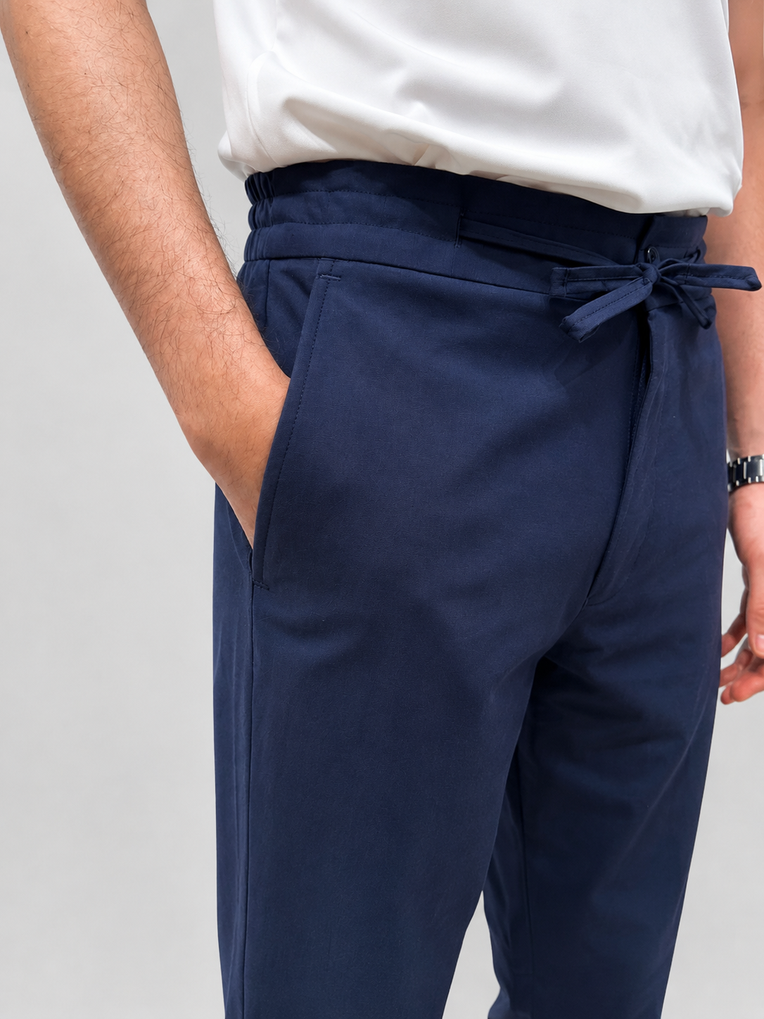 Navy Blue Irish Cotton Trousers