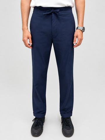 Navy Blue Irish Cotton Trousers