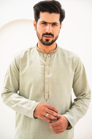 Sea Green Embroidered Kurta - The Axis Clothing