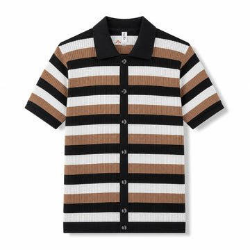 Luxury Striped Button-Down Polo