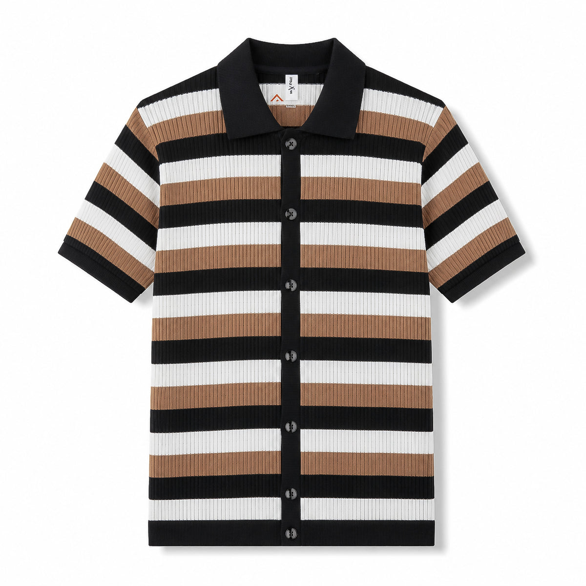 Luxury Striped Button-Down Polo