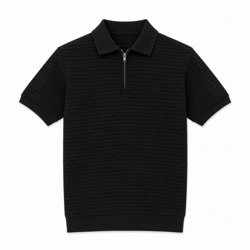Black Knit Zip Polo