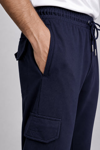 Navy Blue Terry Pocket Trousers