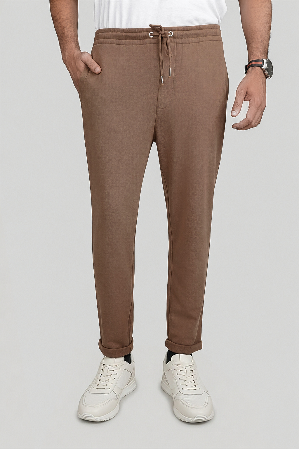 Brown Folded terry trouser