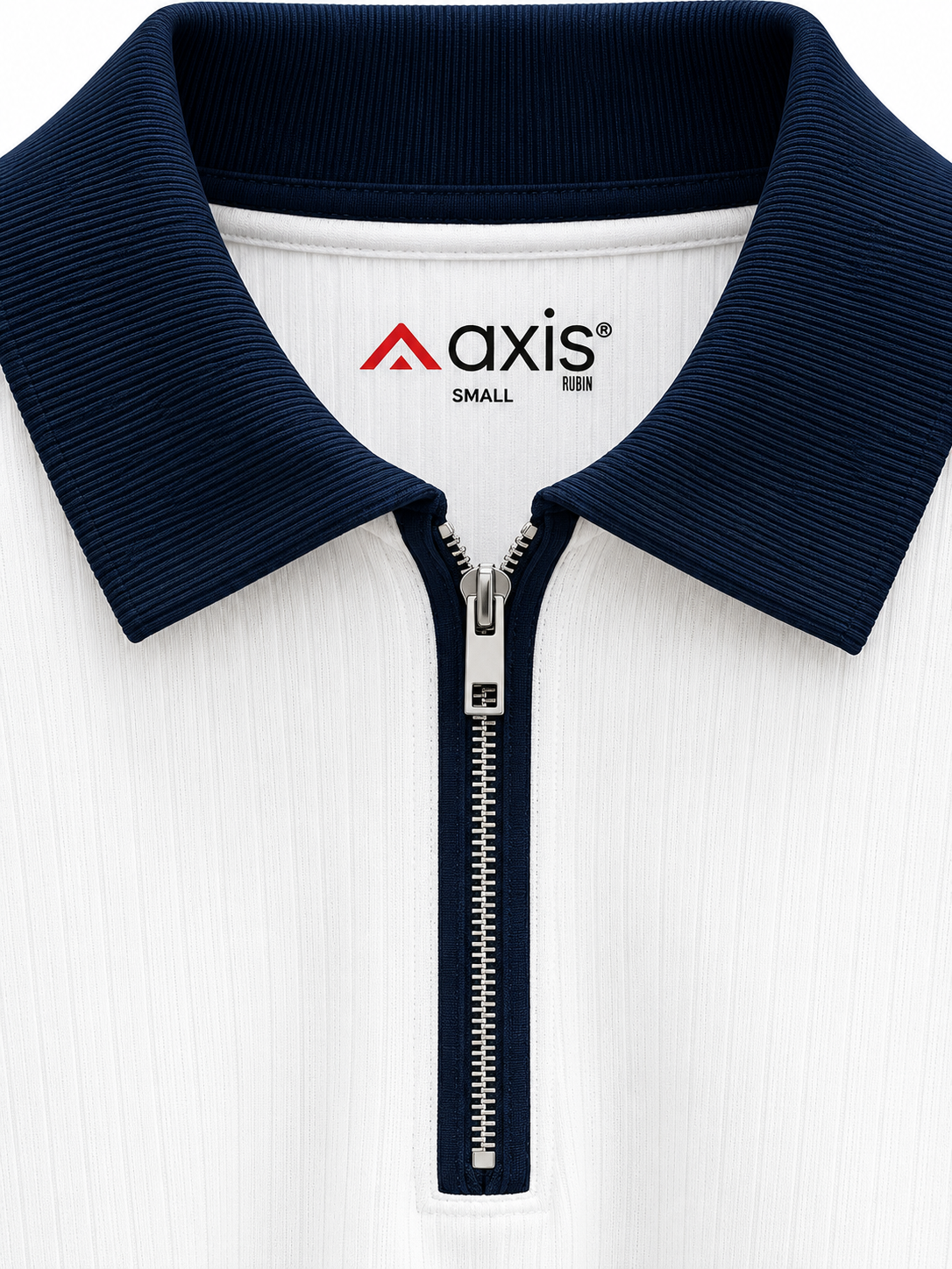 White Long Sleeve Zipper Polo