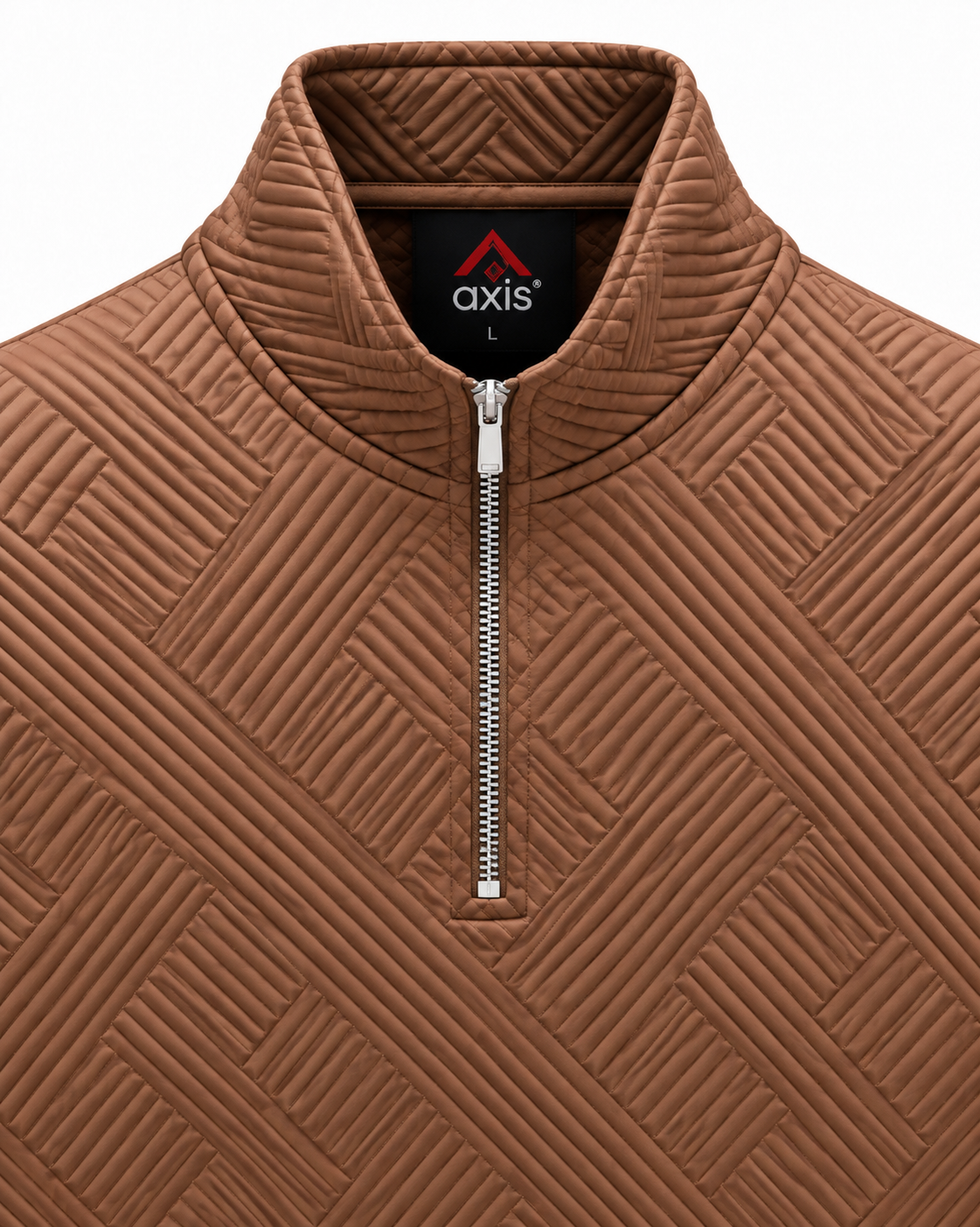 Brown Textured Quarter-Zip Pullover
