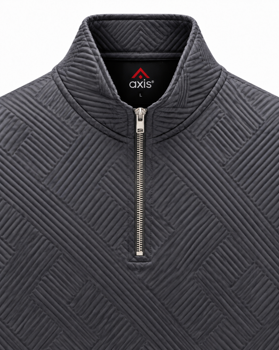 Grey Textured Quarter-Zip Pullover