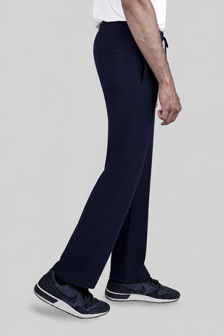 Navy Blue Pinstripe Terry Trousers